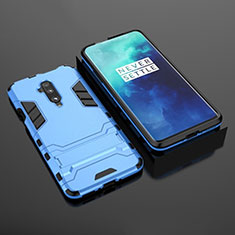 Custodia Silicone e Plastica Opaca Cover con Supporto per OnePlus 7T Pro 5G Cielo Blu