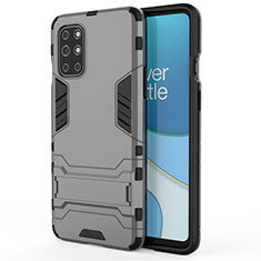 Custodia Silicone e Plastica Opaca Cover con Supporto per OnePlus 8T 5G Grigio