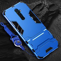 Custodia Silicone e Plastica Opaca Cover con Supporto per Oppo Reno Ace Blu