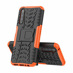 Custodia Silicone e Plastica Opaca Cover con Supporto per Realme 6 Pro Arancione
