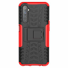 Custodia Silicone e Plastica Opaca Cover con Supporto per Realme 6s Rosso