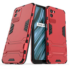 Custodia Silicone e Plastica Opaca Cover con Supporto per Realme V11 5G Rosso