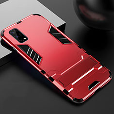 Custodia Silicone e Plastica Opaca Cover con Supporto per Realme V5 5G Rosso