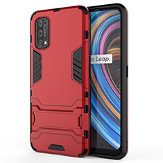Custodia Silicone e Plastica Opaca Cover con Supporto per Realme X7 5G Rosso