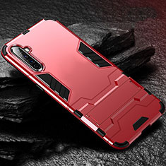 Custodia Silicone e Plastica Opaca Cover con Supporto per Realme XT Rosso