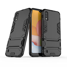 Custodia Silicone e Plastica Opaca Cover con Supporto per Samsung Galaxy A01 SM-A015 Nero