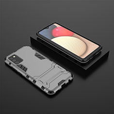 Custodia Silicone e Plastica Opaca Cover con Supporto per Samsung Galaxy A02s Grigio