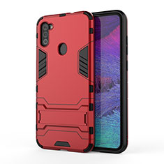 Custodia Silicone e Plastica Opaca Cover con Supporto per Samsung Galaxy A11 Rosso