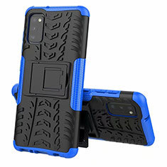 Custodia Silicone e Plastica Opaca Cover con Supporto per Samsung Galaxy A41 Blu