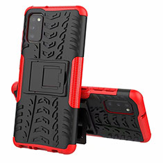 Custodia Silicone e Plastica Opaca Cover con Supporto per Samsung Galaxy A41 Rosso