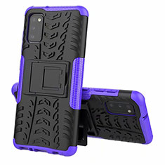 Custodia Silicone e Plastica Opaca Cover con Supporto per Samsung Galaxy A41 Viola