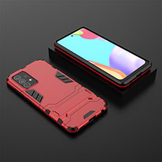 Custodia Silicone e Plastica Opaca Cover con Supporto per Samsung Galaxy A52s 5G Rosso