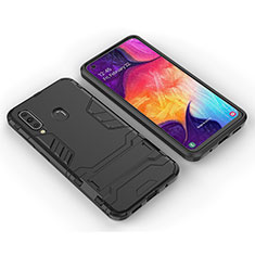 Custodia Silicone e Plastica Opaca Cover con Supporto per Samsung Galaxy A60 Nero