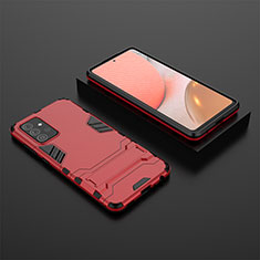 Custodia Silicone e Plastica Opaca Cover con Supporto per Samsung Galaxy A72 5G Rosso