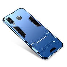 Custodia Silicone e Plastica Opaca Cover con Supporto per Samsung Galaxy A8 Star Blu