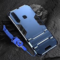 Custodia Silicone e Plastica Opaca Cover con Supporto per Samsung Galaxy A9 (2018) A920 Blu