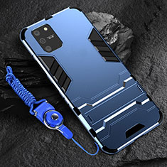 Custodia Silicone e Plastica Opaca Cover con Supporto per Samsung Galaxy A91 Blu