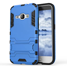 Custodia Silicone e Plastica Opaca Cover con Supporto per Samsung Galaxy J1 (2016) J120F Blu