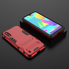 Custodia Silicone e Plastica Opaca Cover con Supporto per Samsung Galaxy M01 Rosso