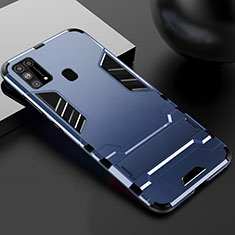 Custodia Silicone e Plastica Opaca Cover con Supporto per Samsung Galaxy M31 Prime Edition Blu