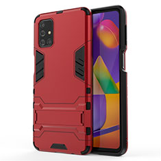 Custodia Silicone e Plastica Opaca Cover con Supporto per Samsung Galaxy M31s Rosso
