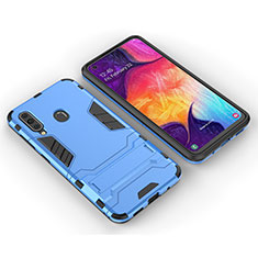 Custodia Silicone e Plastica Opaca Cover con Supporto per Samsung Galaxy M40 Cielo Blu