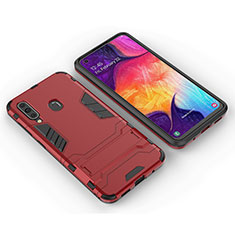 Custodia Silicone e Plastica Opaca Cover con Supporto per Samsung Galaxy M40 Rosso