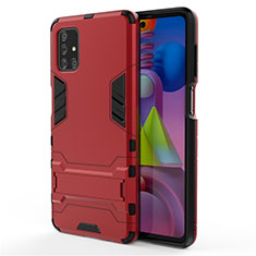 Custodia Silicone e Plastica Opaca Cover con Supporto per Samsung Galaxy M51 Rosso