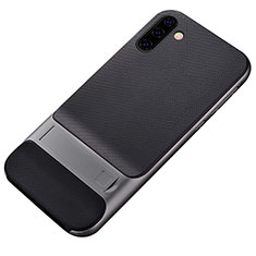 Custodia Silicone e Plastica Opaca Cover con Supporto per Samsung Galaxy Note 10 Grigio