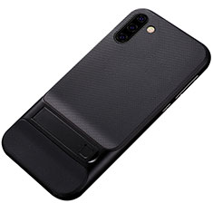 Custodia Silicone e Plastica Opaca Cover con Supporto per Samsung Galaxy Note 10 Nero