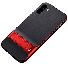 Custodia Silicone e Plastica Opaca Cover con Supporto per Samsung Galaxy Note 10 Rosso