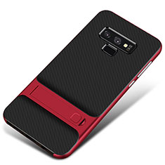 Custodia Silicone e Plastica Opaca Cover con Supporto per Samsung Galaxy Note 9 Rosso