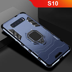 Custodia Silicone e Plastica Opaca Cover con Supporto per Samsung Galaxy S10 Blu
