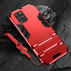 Custodia Silicone e Plastica Opaca Cover con Supporto per Samsung Galaxy S10 Lite Rosso