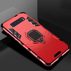 Custodia Silicone e Plastica Opaca Cover con Supporto per Samsung Galaxy S10 Rosso