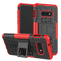 Custodia Silicone e Plastica Opaca Cover con Supporto per Samsung Galaxy S10e Rosso