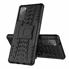 Custodia Silicone e Plastica Opaca Cover con Supporto per Samsung Galaxy S20 Lite 5G Nero