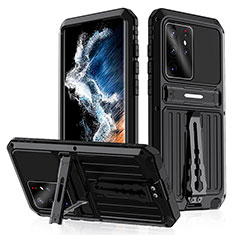 Custodia Silicone e Plastica Opaca Cover con Supporto per Samsung Galaxy S21 Ultra 5G Nero