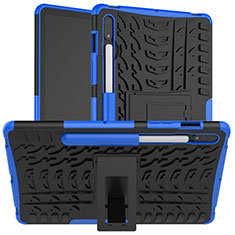Custodia Silicone e Plastica Opaca Cover con Supporto per Samsung Galaxy Tab S7 4G 11 SM-T875 Blu