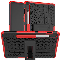 Custodia Silicone e Plastica Opaca Cover con Supporto per Samsung Galaxy Tab S7 4G 11 SM-T875 Rosso