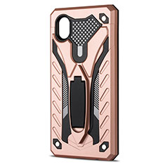 Custodia Silicone e Plastica Opaca Cover con Supporto per Samsung Galaxy XCover Pro Oro Rosa