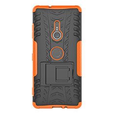 Custodia Silicone e Plastica Opaca Cover con Supporto per Sony Xperia XZ3 Arancione