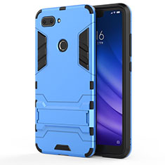 Custodia Silicone e Plastica Opaca Cover con Supporto per Xiaomi Mi 8 Lite Cielo Blu