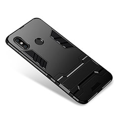 Custodia Silicone e Plastica Opaca Cover con Supporto per Xiaomi Mi 8 Nero