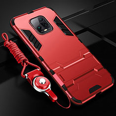 Custodia Silicone e Plastica Opaca Cover con Supporto per Xiaomi Redmi 10X 5G Rosso