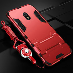 Custodia Silicone e Plastica Opaca Cover con Supporto per Xiaomi Redmi 8A Rosso