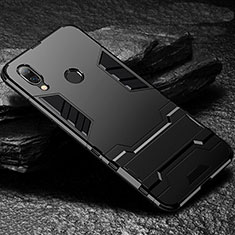 Custodia Silicone e Plastica Opaca Cover con Supporto per Xiaomi Redmi Note 7 Nero