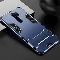 Custodia Silicone e Plastica Opaca Cover con Supporto per Xiaomi Redmi Note 8 Pro Blu