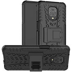 Custodia Silicone e Plastica Opaca Cover con Supporto per Xiaomi Redmi Note 9 Pro Nero