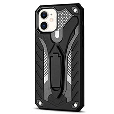 Custodia Silicone e Plastica Opaca Cover con Supporto R01 per Apple iPhone 12 Mini Nero